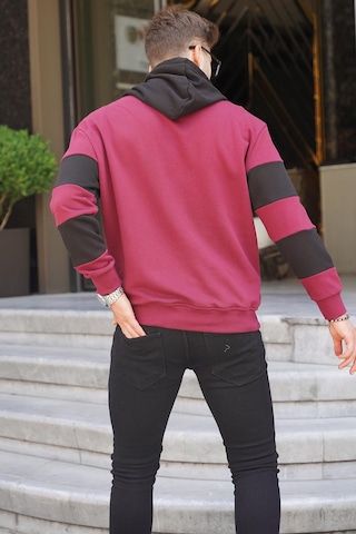 Madmext Bordo Kapüşonlu Çizgili Erkek Sweatshirt 6144-bordo Bordo
