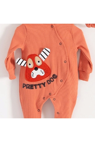 Candar 3-18 Ay Pretty Dog Kız Bebek Tulumu Bandanalı Kiremit Kiremit