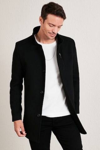 Buratti Slim Fit Düğmeli Dik Yaka Kaşe Erkek Kaban 5840099 Siyah