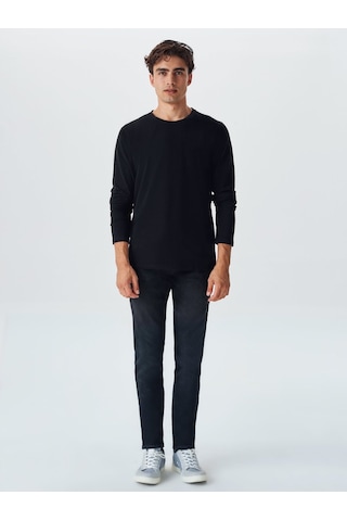 Ltb Uzun Kollu Sıfır Yaka Basic Siyah Sweatshırt Çok Renkli 2XL