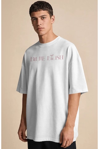 Sevbano Vintage Billie Eilish Şarkıcı Baskılı Unisex Oversize Premium Tiş Beyaz