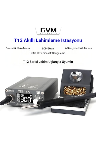 Gvm T12-xs Akıllı Dijital Havya İstasyonu 72w Lcd Ekranlı Profesyonel Lehimleme Seti