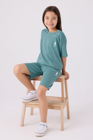 U.S. Polo Assn. Kız Çocuk Mavi Bermuda Takım Us1848-c-v26 Mavi