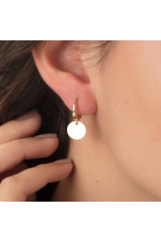 Sembol Gold Pullu Altın Küpe Taşsız