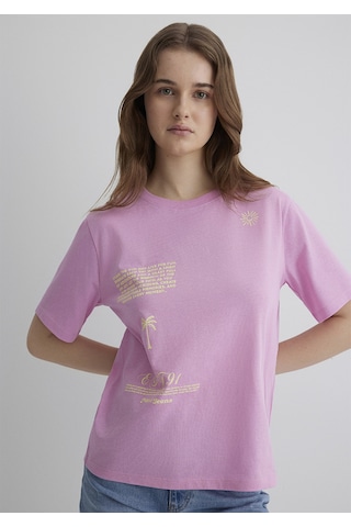 Mavi - Baskılı Pembe Tişört 1613174-70972 Pembe