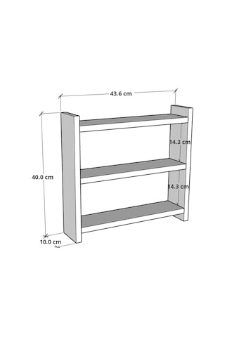 3 Raflı Tezgah Üstü Çok Amaçlı Baharatlık 40x10 Cm Beyaz
