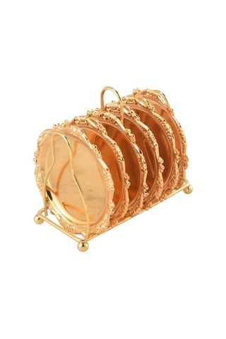 Xurunkeji Seri 6 Parça Roller Coaster Yaratıcı İçecek Coaster Dekoratif Çerçeve Kaymaz Metal Coaster Masaüstü Ekranı Direk Çerçeve, Mutfak, Sehpa Dekorasyonu Altın Altın