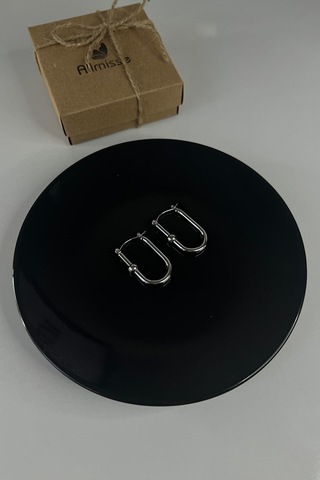 Silver Kaplama Düz Çelik Küpe Silver