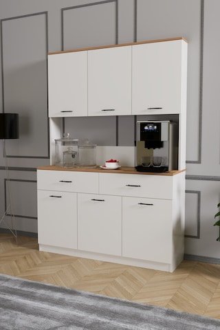 Elmas Kahve Köşesi Çok Amaçlı Dolap Beyaz Atlantik Çam Beyaz Atlantik Çam