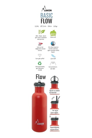 Laken Çelik 18/8 Flow Basic Şişe 0,50l - Çelik Lkbsf50 Çelik