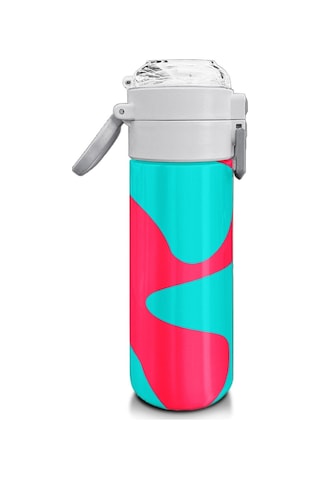 Coral High 500 Ml Kız Çocuk Pipetli Termos/matara - Neon Mercan Turuncu Desenli - Çift Kullanım Özelliği Çok Renkli