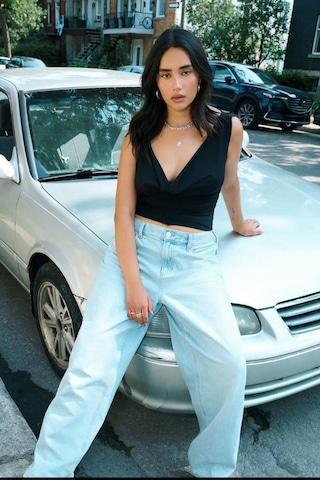Madmext Siyah Degaje Yaka Kadın Body Mg2282