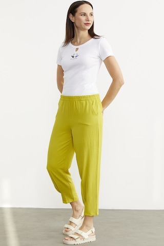 Paça Büzgü Detaylı Krep Pantolon - Fıstık Yeşili 001