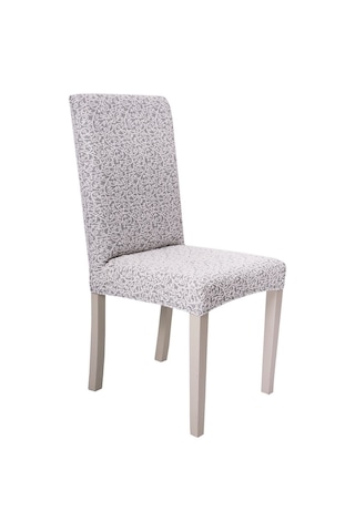 Bej Jakarlı Esnek Model 6'Lı Sandalye Kılıfı