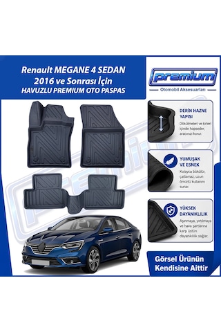 Renault Megane 4 Sedan Paspas Araca Özel 2016 Ve Sonrası Derin Havuzlu Premium Oto Paspas