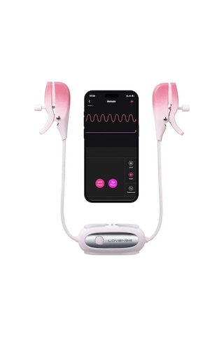 Lovense Gemini Titreşimli Meme Kelepçesi - Telefon Kontrollü Açık Pembe