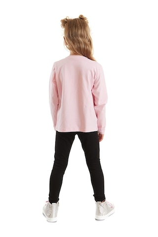 Denokids Panda Unicorn Kız Çocuk Pembe T-shirt Siyah Tayt Takım Pembe - Siyah