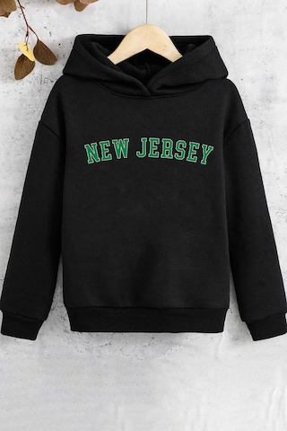 Çocuk New Jersey Baskılı Sweatshirt Siyah