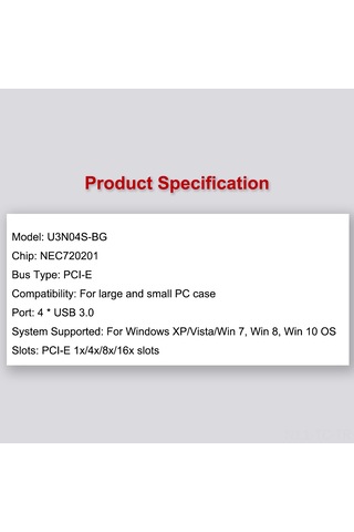 Skycity Pcı-e'den Usb 3.0'a Genişletme Kartı, 4 Port, 5gbps Hızlı Aktarım, 2a Güç, 2u Bracket, Siyah, Windows Desteği