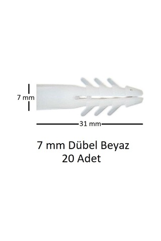 Dübel, 7 Mm Beyaz Dübel, 20 Adet