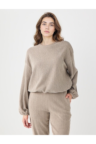 Jimmy Key Jimmy Key Vizon Bisiklet Yaka Beli Lastikli Örme Sweatshirt 5ww236136927