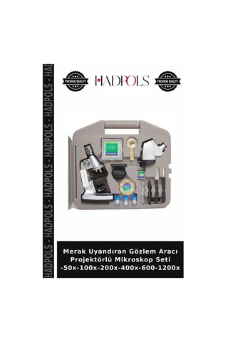Merak Uyandıran Gözlem Aracı Projektörlü Mikroskop Seti -50x-100x-200x-400x-600-1200x