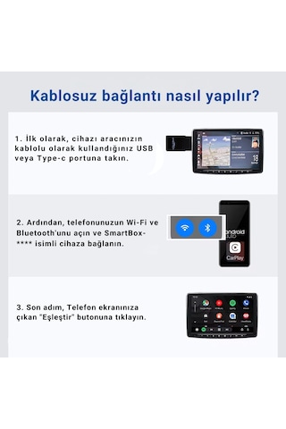 Embatech 2in1 Kablosuz Android Auto Ve Carplay Adaptörü Emt-006