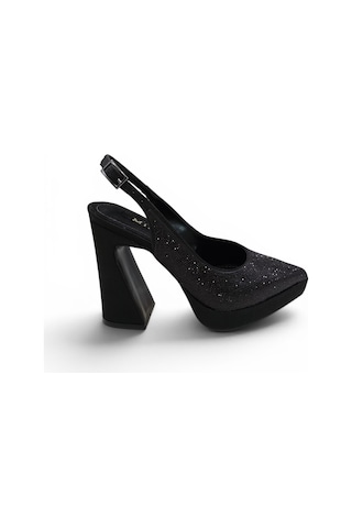 Cyln Milano 1280 Kadın Taşlı Platform Topuklu Ayakkabı 12 Cm Topuk Boyu Siyah
