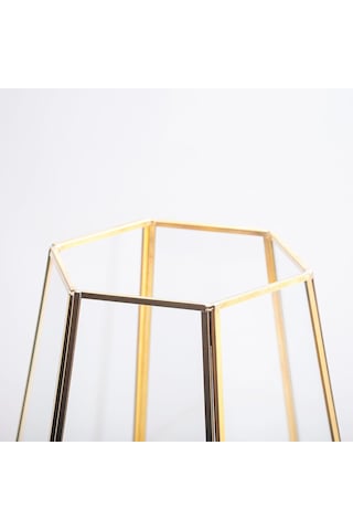 34x26x26cm Pirinç Gold Cam Geometrik Teraryum Cam Fanus Vazo Mumluk Yapımı Dekoratif Çok Renkli