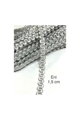Dekoratif Şerit / Örtü Koltuk Seccade Şeriti Harcı / 25 Metre / Gümüş & Beyaz