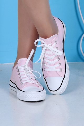 SkyHike Keten Pembe Kısa Rahat Sneaker Spor Ayakkabı Pembe