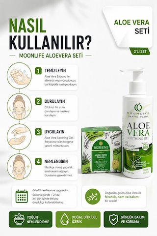 Moonlife Aloe Vera Jel 200 Ml + Biobiens Aloe Vera Sabunu