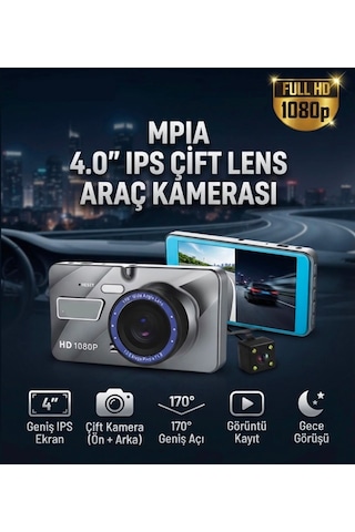 4" Ips Ekran Dual Lens Full Hd 1080p 170 Derece Görüş Açısı G Sensör Araç İçi Kamera