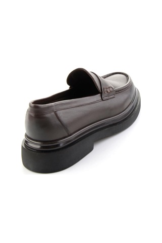 Bambi Kahve Antik Hakiki Deri Erkek Loafer Ayakkabı E01820604841
