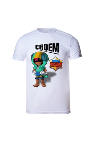 Hepsimex İsme Brawl Stars Leon Yeşil Çocuk Beyaz Tişört Kısa Kollu Unisex Beyaz