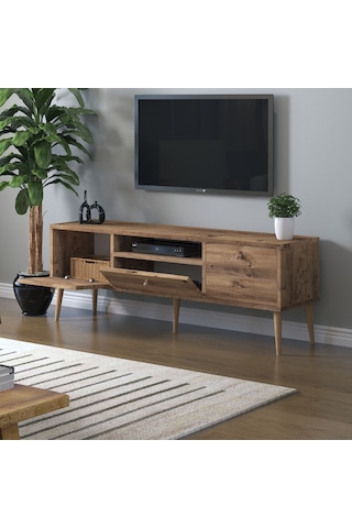 Mbes Mobilya Beyza Ahşap Ayaklı 140 Cm Atlantik Çam Tv Sehbası