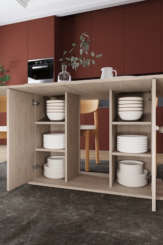 Modern Dolaplı 6 Kişilik Mutfak Yemek Masası Ve Sandalye %100 Mdf Mutfak Yemek Odası Masası Takımı Ymt06 Sidon