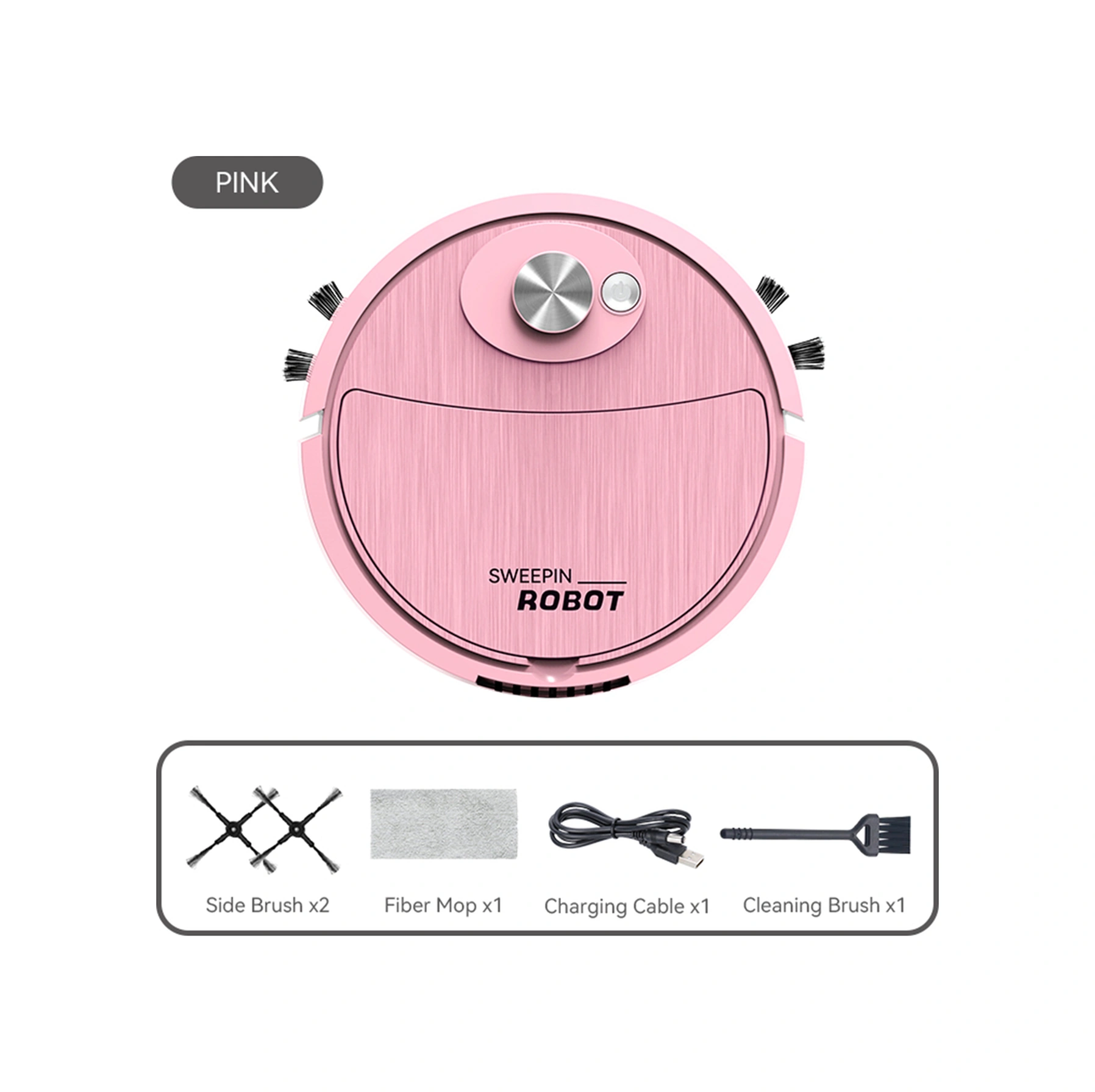 Dofolink Akıllı Süpürge Robotu - 3'ü Birinde Süpürme, Emme, Mopping Usb Şarjlı, Sessiz Motor, Ev Aletleri Pembe Pembe