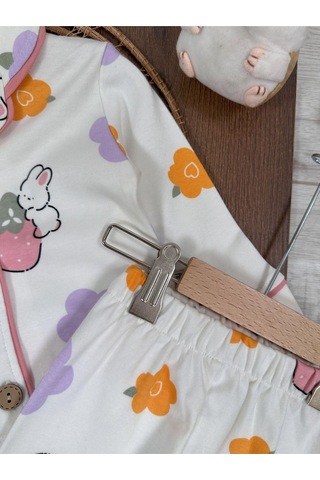 Kruvaze Yaka %100 Pamuk Önden Düğmeli Mevsimlik Ünisex Bebek Ve Çocuk Pijama Takımı Bebicix Çok Renkli