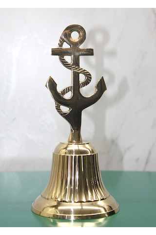 4 Adet Pirinç Çapalı El Çanı Geleneksel Tasarımlı Pirinç Çan, Masa Ve El Kullanımı İçin, Hand Bell, El Zili, 20 X 9 Cm