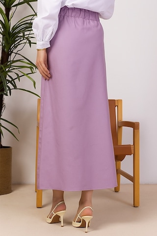 Bestenur Benja Beli Lastikli Gabardin Etek 1405 - Lila Lila