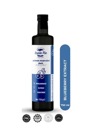 Applepiefoods Yaban Mersini Özü 700 Gr , Doğal , Katkısız Analizli , Soğuk Sıkım , Blueberry Extract