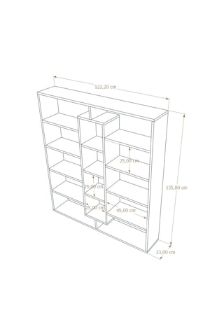 Kiola 14 Bölmeli Dekoratif Açık Tasarım Kitaplık Modern Kitap... Atlantik Çam
