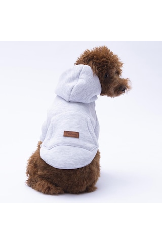 Gri Kanguru Cepli Kedi-köpek Hoodie- Sweatshirt Kedi Köpek Kıyafeti