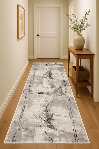 Blghome Mermer Desen Modern Halı Dekoratif Kilim Gri