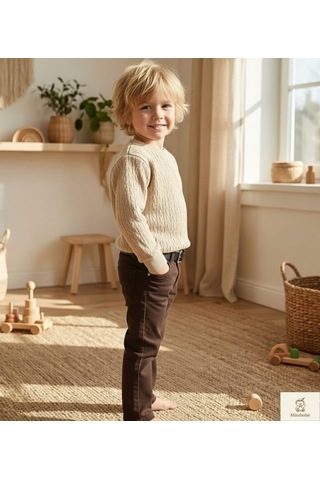 Nanica Kids Minibohe Çocuk Jakarlı Sweatshirt Bej Bej