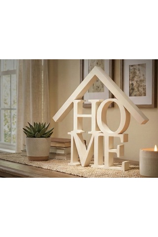 Dekoratif Home Yazılı Masaüstü Beyaz Biblo Modern Ev & Ofis Dekoru Minimal Tasarım