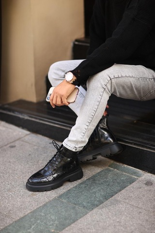 Serhat Özköroğlu - Siyah Deri Bot Siyah Siyah