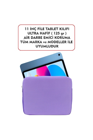 Dada Ultra Hafif 125gr Lila Renk File Tablet Kılıfı 10"-11" inç Air Darbe Emici Korumalı Unisex