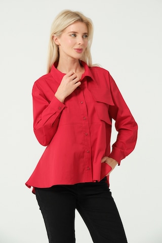 S'amore Clothing Cep Detay Polo Yaka Gömlek Kırmızı